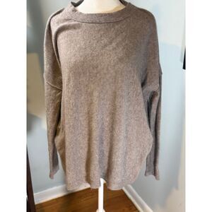 Kinross Cashmere oversized taupe sweater L/XL quiet luxury 100% cashmere Scandi